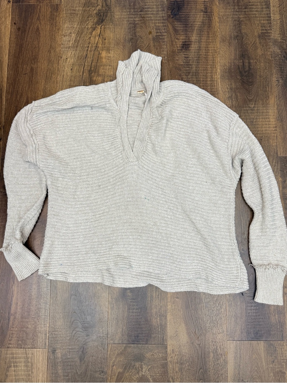 Free People Cream Textured Cowl-Neck Sweater